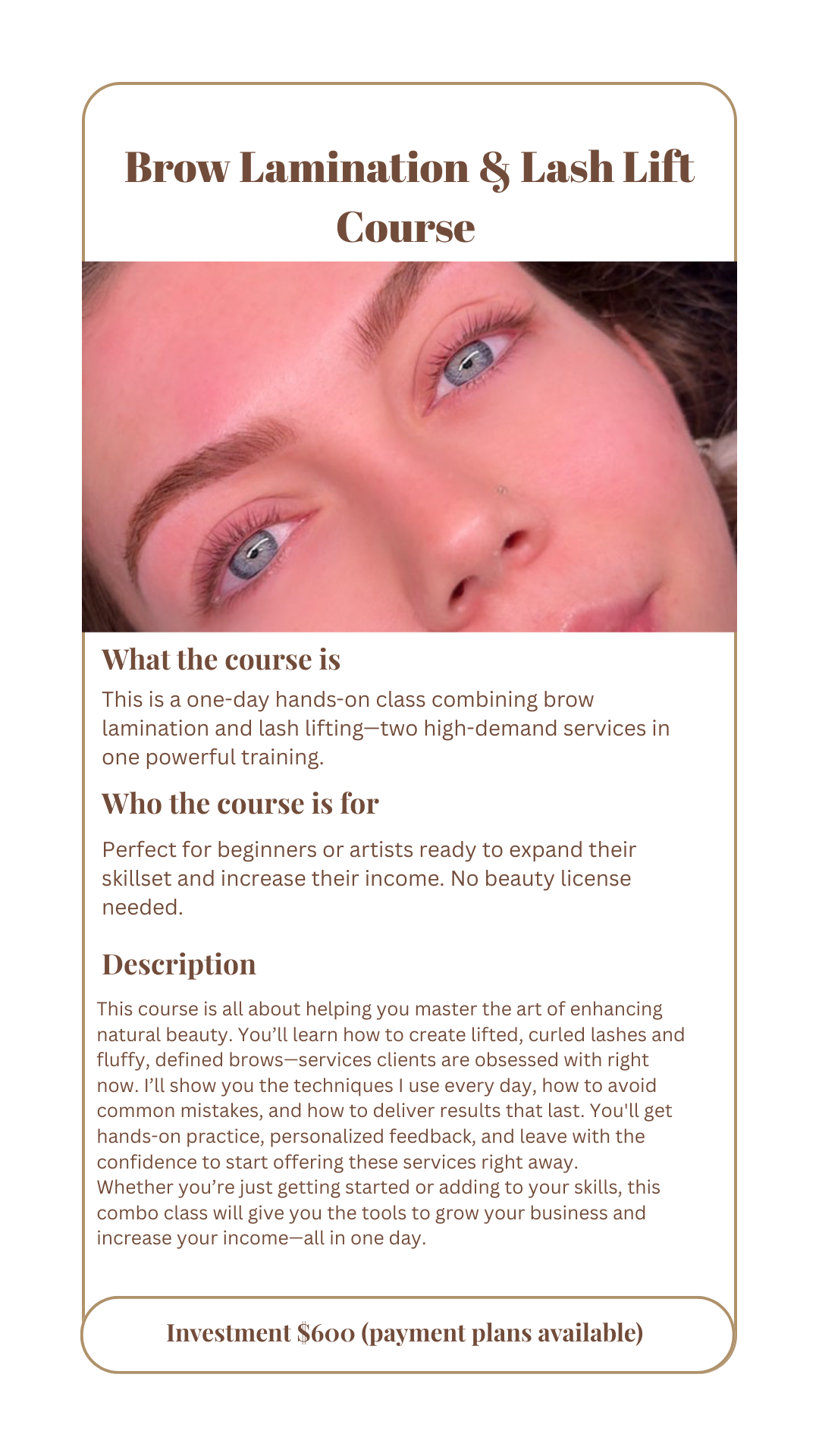 Lash Lift & Brow Lamination Course